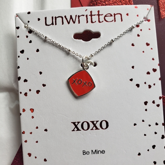 Love XOXO Silver Pendant Necklace Red Enamel NWT - Picture 5 of 6